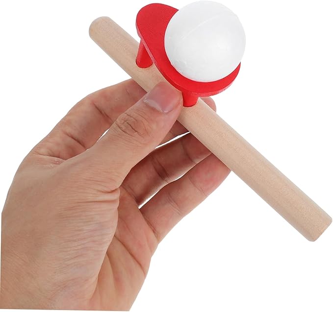 STOBOK Wooden Floating Blow Pipe and Balls Balance Game Fun Stress Reliever Toy for Kids and Adults, Improves Motor Skills and Hand-Eye Coordination, 6.22 X 2.16 X 1.57 Inches