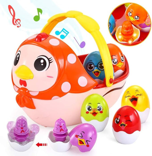 Vatos Baby Easter Egg Toy, Toddler Easter Basket for 1 2 3 4 5 Year Old Boys & Girls | Musical Easter Eggs with Colorful Changing Lights| Musical Easter Eggs for Babies
