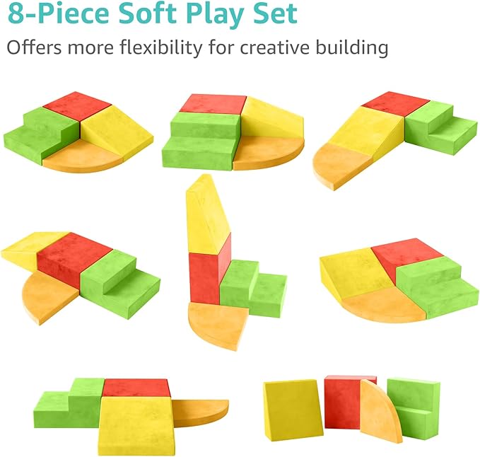 YENING Large Foam Climbing Blocks for Toddlers 1-3 Baby Climbing Toys for 1 Year Old Soft Play Set for Babies 6-12 Months Indoor 4 Piece