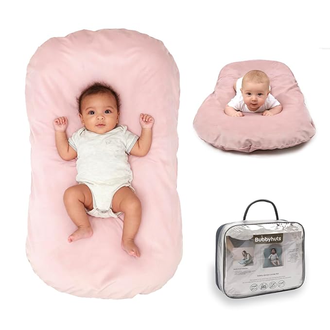 Baby Lounger - Snuggle Cozy Me Infant Lounger for Newborn 0-12 Months, Flannel Cover，Portable Breathable & Soft Baby Nest Lounger for Home and Travel - Pink