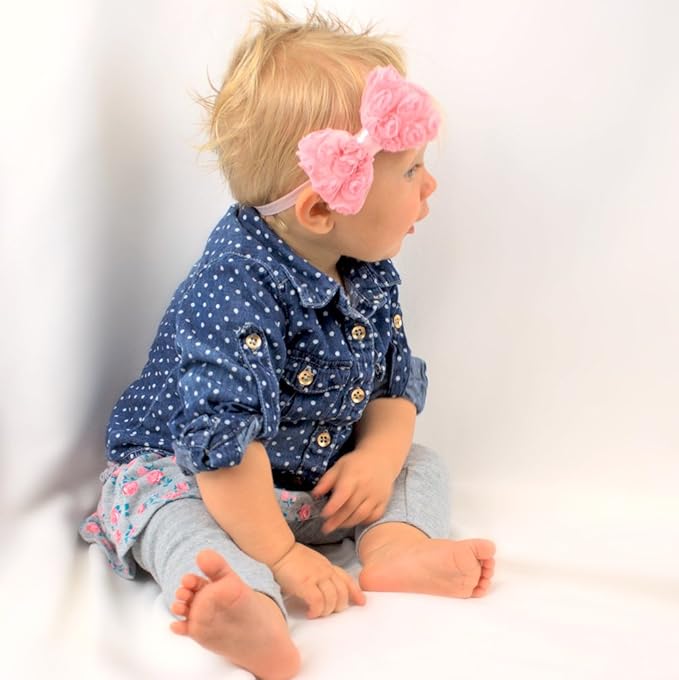 My Lello 2 Pack Infant Baby Mixed Colors Fabric Rose Bow Headbands