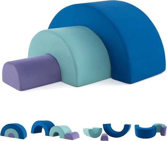 Costzon Rainbow Toddler Climbing Toys Indoor, 3 Pieces Soft Foam Blocks w/Skin-Friendly Suede Fabric Cover, Elastic Sponge Fillings & Smooth Zippers for Crawling Playing, Climbing Blocks for Kids 3+