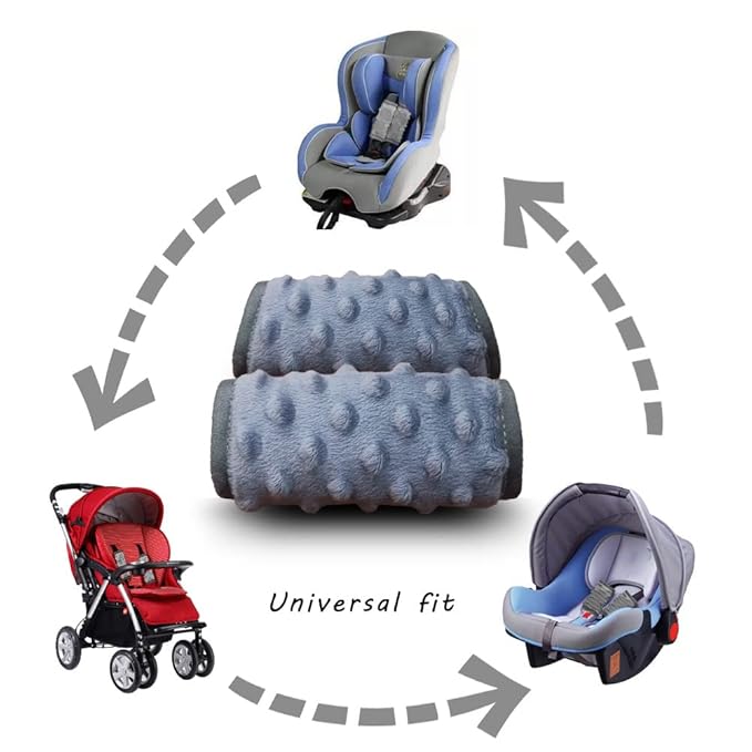DODO NICI car seat Strap Cover for Baby, seat Belt Cover Cushion, Belt Pads fit Baby Carrier/Pushchair/Stroller, Cozy Peace Dotted Minky, Solid Grey