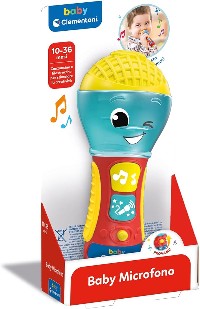 Clementoni - Baby Microphone for Children, Electronic Musical Play Early Childhood, Toy 10-36 Months, Activity Centre Lights and Sounds, 17931