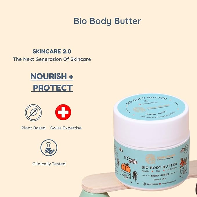 Little Rituals Baby BIO Body Butter - Nourish+ Protect Formulated with Best Plant Botanical -Pumpkin & SHEA Butter, SEABUCKTHORN Oil. Natural, Organic, Dermat Tested, Swiss Technology (100 gm)
