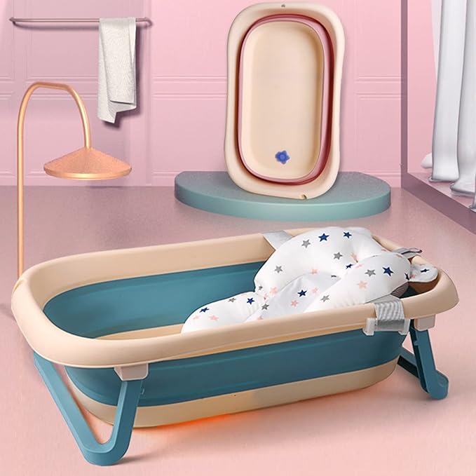 Baby Bath Cushion Pad Newborn Bathtub Mat Bath Supporter Net Bathtub Pillow Non-Slip Floating Bathing Tub Seat (Pink Bear, One Size)