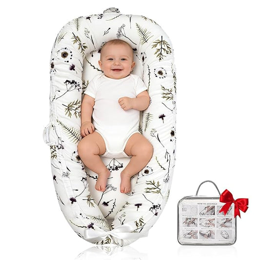 Baby Support Cushion | Organic Cotton Infant Support Cushion | Reversible, Adjustable & Portable Floor Cushion | Soft, Breathable, Washable Cover | Forest