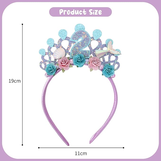 Mermaids 1st Birthday Hairband for Babys - Purple Flower Birthday Hairband for First Party Decors,Baby Girl Purple Headband