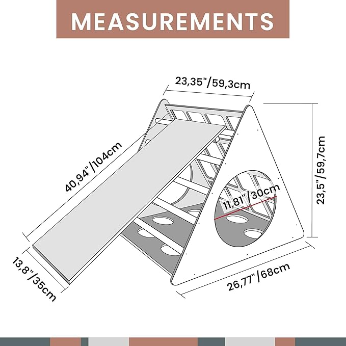 Climbing Triangle with a ramp, Montessori triangle climber, Montessori climber, climbing frame, children indoor play gym,