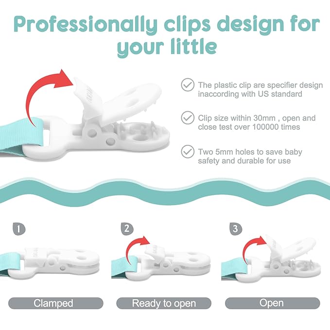 TYRY.HU Pacifier Clip for Baby, 2 Pack Neutral Pacifier Holder Clip for Girls Boys, Soft Webbing Soothie Christmas Binky Clips Fit All Pacifiers, Cute Baby Shower Gift，Tree & Candy