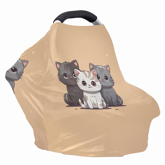 Upetstory Cute Cat Car Seat Covers for Babies Nursing Cover Breathable Breastfeeding Cover,Multi-Functional Carseat Canopy Stroller Cover High Chair Covers for Boys Girls