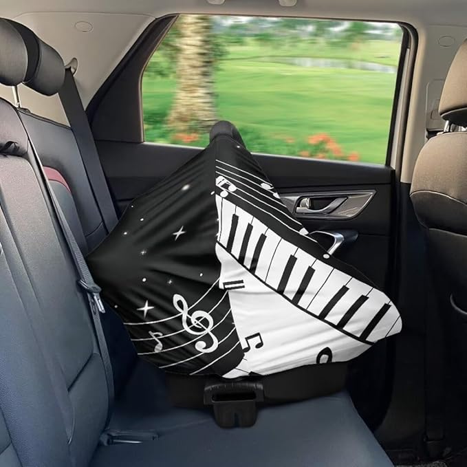 Coldinair Music Notes Star Multifunctional Nursing Cover Multi Use Cover for Baby Car Seat Canopy Shopping Cart Cover,Stroller Cover