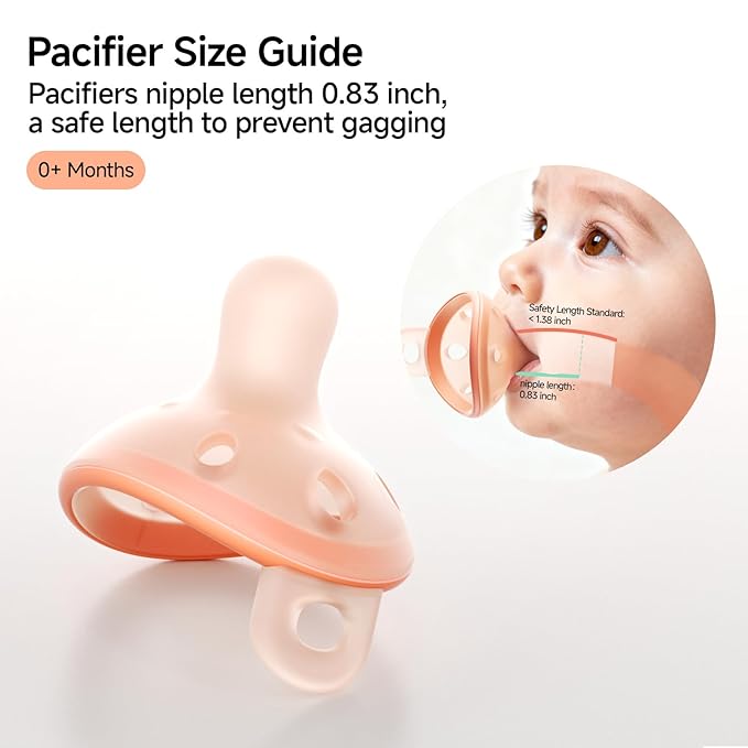Garkoko Baby Pacifiers 0–6 Months, One-Piece Soft Silicone Breast-Like Pacifier for Newborn & Breastfed Babies, BPA-Free