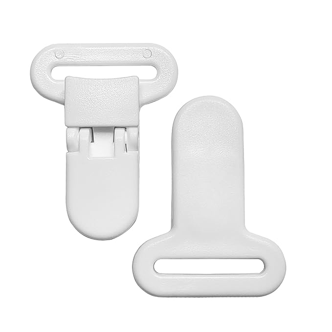 50piece 25mmRibbon Pacifier Plastic Suspender Clips for DIY Teething Toys Baby Blankets Dummy Bib Leash, White