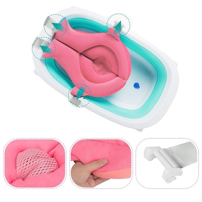 Baby Bath Seat Support Net Soft Infant Bathing Seat Support Mat Suspension Shower Pad Adjustable Non-Slip Newborn Bathtub Sling Mat Baby Sink Bather Tub Shower Net Bathtub Sit Up Mesh 0-6 Month