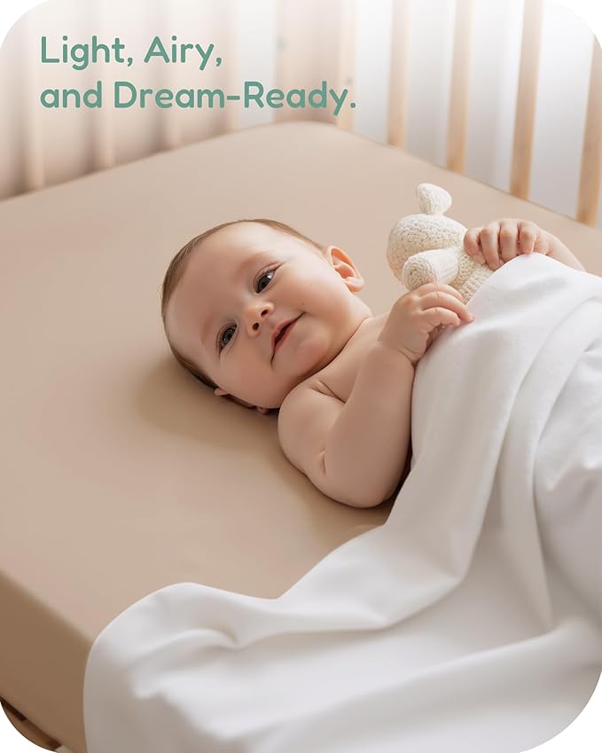 Crib Sheets 2 Pack, Fitted Crib Sheet for Standard Crib Mattress 28x52x9, Ultra Soft Jersey Knit, Breathable Stretchy Deep Pocket, Snug Fit Stays Put, Baby Crib Mattress Sheet