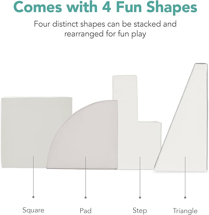 Best Choice Products Soft Foam Climbing Blocks for Toddlers, 4-Piece Baby Play Set, Easy-Clean Vinyl Foam Shapes, Safe Certified Materials, Early Learning Motor Skill Development Toy - Neutral
