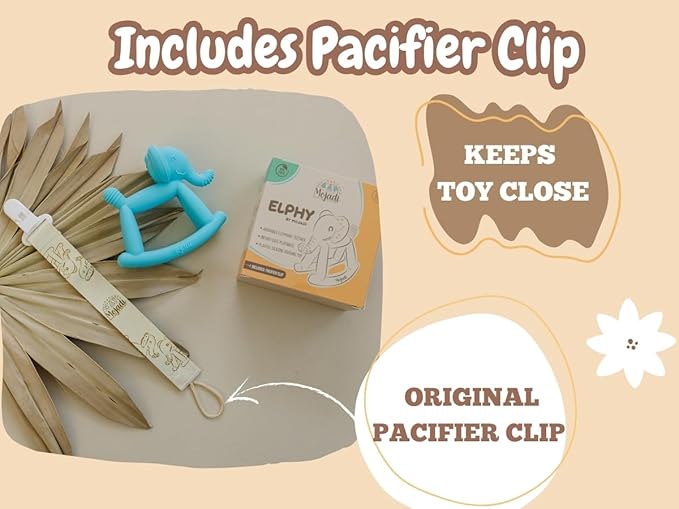 ELPHY Baby Teething Toys 0-18 Months - Silicone Teether for Teething Relief, BPA-Free Teethers for Babies 3-6 Months, 6-12 Months, Infant Teething Pacifier with Clip, Elephant Chew Toy.
