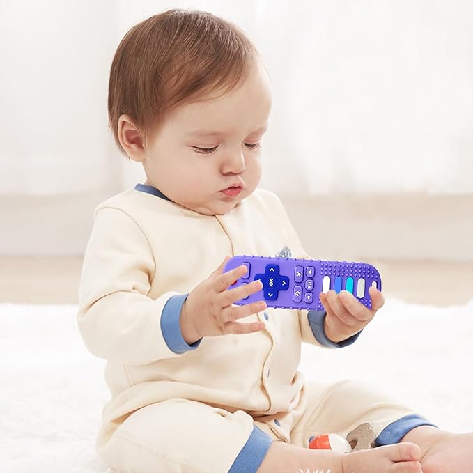 2Pcs Silicone Teething Toys, Remote Control Shape Teethers for Babies Remote Teething Toys, Silicone TV Remote Teether BPA Free/Dishwasher/Refrigerator Safe