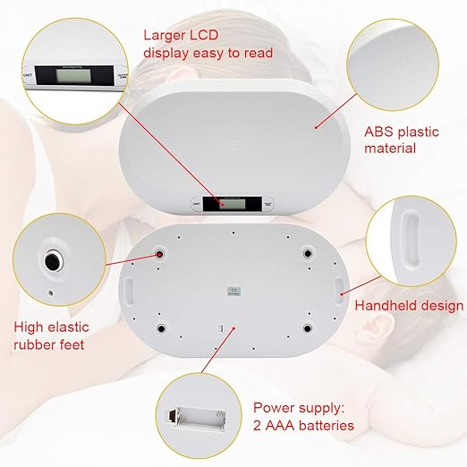 Comfort Babay Scale with LCD Display, High Precision Digital Smart Baby Scale Toddler Scale Infant Scale Baby Weighing Scale Body Weight for Baby, Capacity: 20kg/44lbs