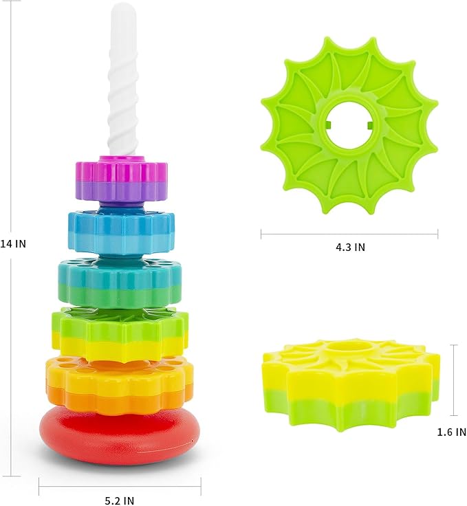 BYFWH Baby Spin Stack Toy, Premium Stacking Toys for Kids, Spinning Stacking Toy for Babies and Toddlers, Educational Toddler Learning Toy,Autism Spin Stack Toys,Rainbow Spinning Wheel Toys