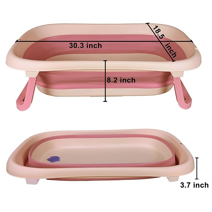 Collapsible Baby Bathtub with Bath Pad Portable Bathtub with Drain Hole Folding Bathtub with Water Temperature Sensing