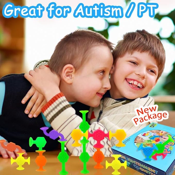 24 Pcs Bath Toys for Kids Ages 3+, Suction Cup Toys for Autistic Children, Stocking Stuffers Travel Window Stem Learning Toys, Bathtub Toys with Dinosaur Eggshell Storage