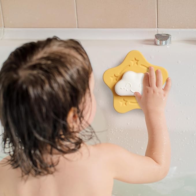 Silicone Suction Spinner Toy for Toddlers, Cloud & Star Design Sensory Spinning Toy with Suction Cup for Windows, Tubs, Airplane Travel, Highchair, BPA-Free Teething-Safe Baby Fidget Toy