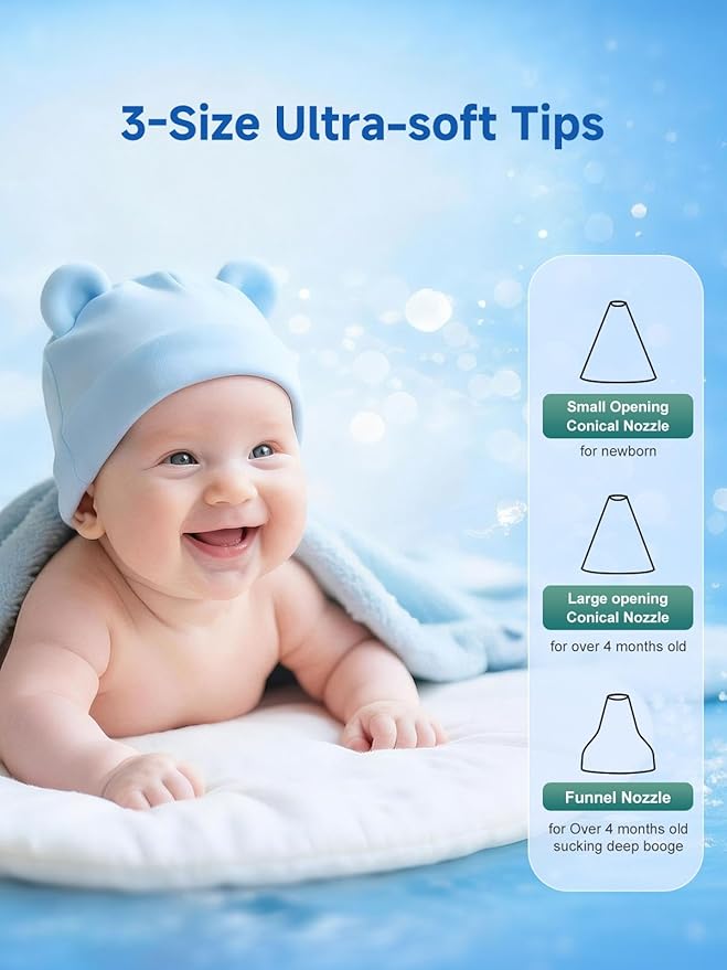 Nasal Aspirator Replacement Tips Compatible with GROWNSY, X-Bosak, Baby Nasal Aspirator Parts, Soft Silicone BPA-Free Accessories