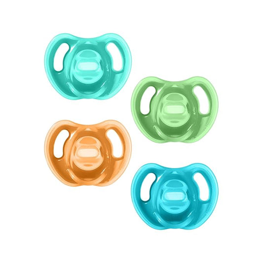 Tommee Tippee Ultra-Light Silicone Pacifier,18-36 Months,Symmetrical One-Piece Design,BPA-Free Silicone Binkies,Blue/Orange/Green,(Pack of 48)