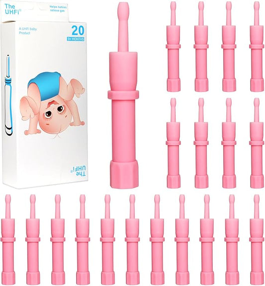 Gas and Colic Reliever for Babies, Baby Gas Colic Relief, Natural Solution for Baby Colic and Gas Relief, 100% Safe & Effective Instant Constipation Relief for Babies, 20 Count (Pink)