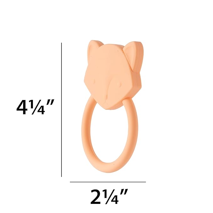 C.R. Gibson 100% Food Grade Silicone Fox Baby Teether for Infants, 2.75" x 4.25", Multicolor
