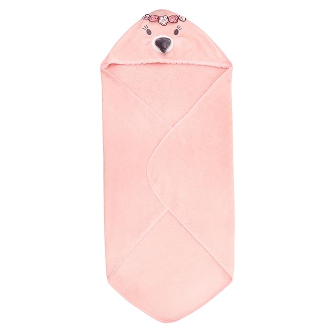 Stephan Baby Hooded Towel - 100% Cotton with Fun Animal Design for Infants and Toddlers, 31" Square, Flamingo