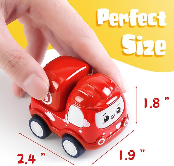 Kiddiworld Mini Car Toys for 1 Year Old Boy Gifts, 12 Sets Pull-Back Trucks with Playmat/Storage Box for Toddlers Age 1-2, Baby Toys 12-18 Months, 1st Christmas Birthday Gifts for One Year Olds