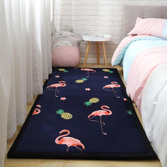 Play Crawling mat for Nursery Baby, Extra Soft Activity Floor Mat for Kids Playroom Bedroom-Blue Bottom flamingo-60 * 120cm