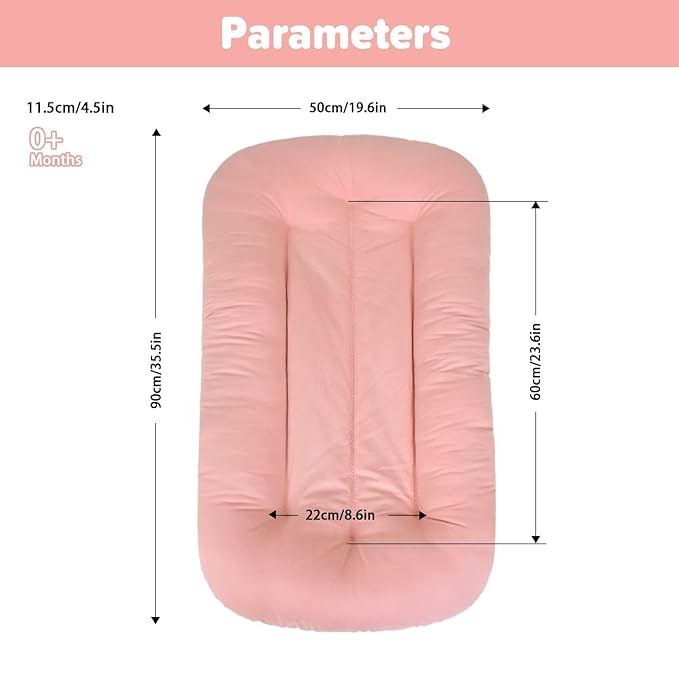 Baby Lounger for Infants Babies 0-24 Months, Bionic Organic Lounger, Soft Cotton Breathable Infant Floor Seats & Loungers for Newborn Baby Shower Gifts (Pink)