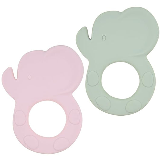 Silicone Baby Teether Toy, Teething Toy for Babies, Pink Green Elephant Shape, Babies Teether, Easy to Hold, Sensory Stimulation for Infants, BPA Free, Food Grade, Newborn Baby Shower Gifts
