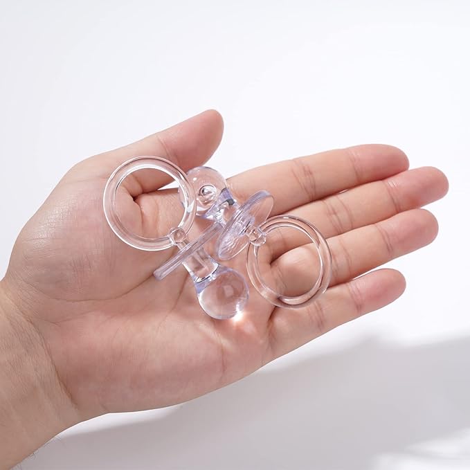 50 Pieces 2.75 Inch Baby Pacifier Baby Shower Plastic Pacifier for Baby Shower Pacifier, Baby Shower Gender Show Party Decoration DIY Baby Shower Birthday Party Gift (Clear)
