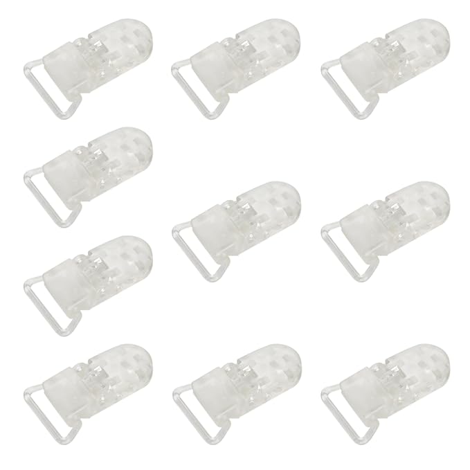 10-Pack Pacifier Clip Replacement Ends - BPA-Free Plastic Fasteners for DIY Baby Crafts, Sewing Bibs & Blankets Straps (3/4 Inch, Transparent)