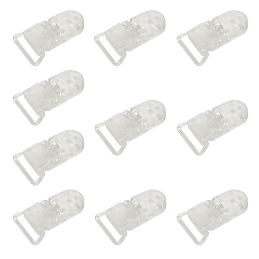 10-Pack Pacifier Clip Replacement Ends - BPA-Free Plastic Fasteners for DIY Baby Crafts, Sewing Bibs & Blankets Straps (3/4 Inch, Transparent)