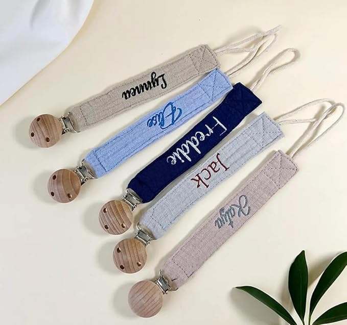 Personalized Pacifier Clip with Name,Custom Embroidered Webbing Binky Holder for Baby Boys & Girls,Newborn Pacifier Clip Holder (style1)