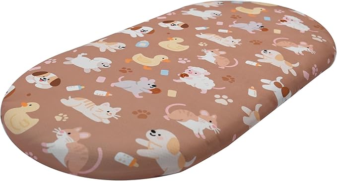 Ultra-Soft 2-Pack Stretchy Bassinet Sheets - Universal Fit for Halo Bassinest, Graco, Chicco & Most Bassinets (Rectangle/Oval/Hourglass) | Safe Snug Fit for Girls & Boys, Unisex Cradle Mattress Covers