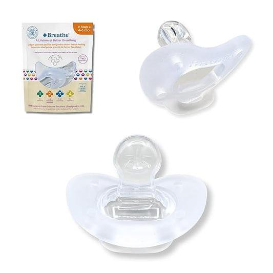 Breathe Orthodontic Baby Pacifier – Natural Oral & Facial Development – BPA-Free, Latex-Free, Pediatrician Developed – 100% Silicone 2 Pack (4-6 Months)