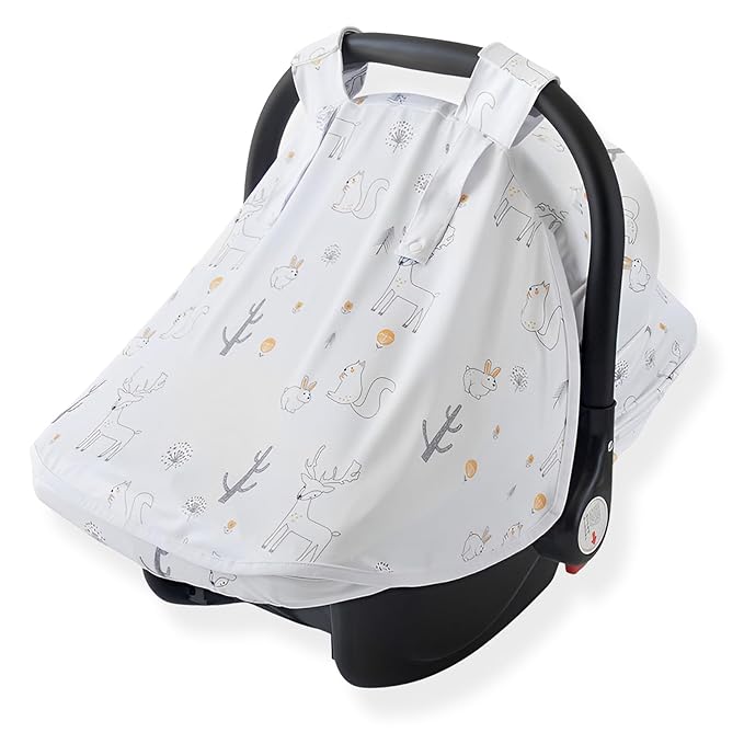 Baby Car Seat Cover, Infant Carrier Canopy for Boys Girls with Two Way Zipper Windproof 3 Modes with Extra Large Mesh Window for Stroller Car Seat (Style 2)