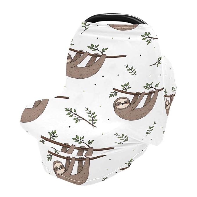 Nursing Cover Breastfeeding Scarf, Cute Doodle Sloth Car Seat Covers for Babies Infant, Stroller Cover, Carseat Canopy for Boys Girls