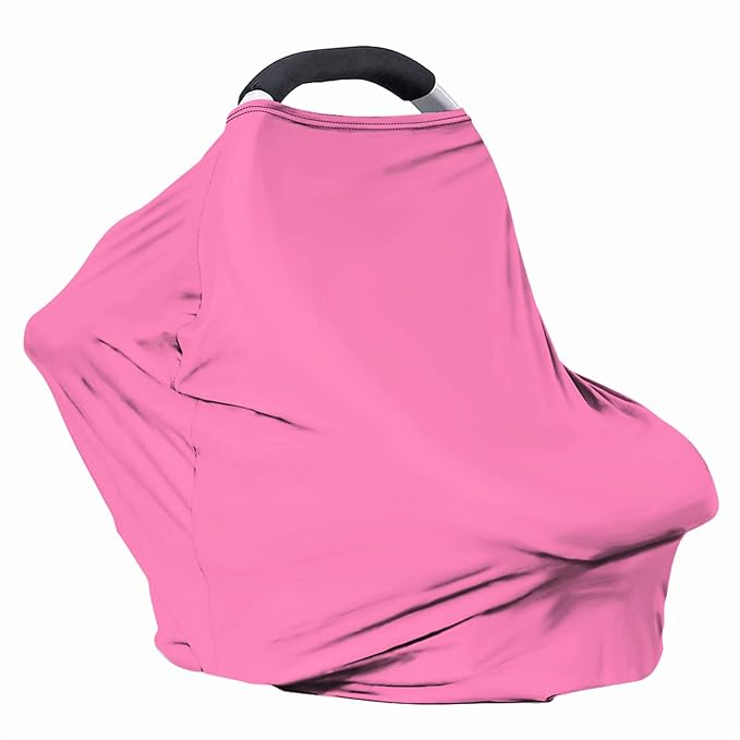 Solid Color Car Seat Nursing Breastfeeding Cover, Multi Use Cover Cozy Carseat Canopy Cover, Infant Babies Stroller Cover,Ultra Soft Stretchy Nurse Gifts Pink Breastfeeding Cover