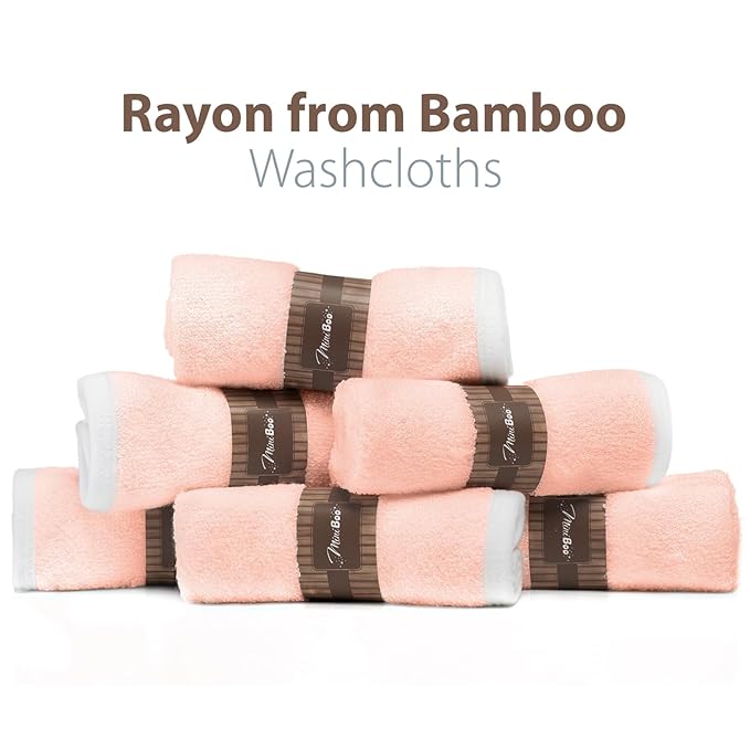 MINIBOO Premium Baby Washcloths for Sensitive Skin - Extra Soft and Absorbent Viscose from Bamboo Face Cloths and Newborn Bath Face Towel - Perfect as Baby Gifts - 6-Pack (Pink)