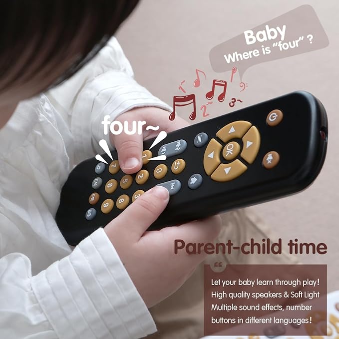 Nueplay Realistic Learning Controller with Light & Music – Interactive Educational Toy for Toddlers, Trilingual English/Spanish/French Number Learning & Pretend Remote Play for Kids Ages 1-3,Black