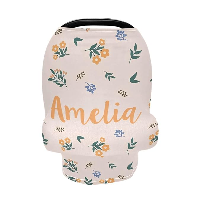 Personalized Baby Car Seat Cover for Babies, Custom Name Baby Car Seats Canopy for Boys Girls, Nursing Breastfeeding Stroller Covers for Infant Newborn, Shower Gift for Baby ()
