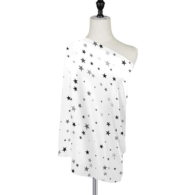Monochromatic Black and White Stars Scandinavian Style Stretchy Baby Car Seat Cover Infant Canopy Nursing Covers Breastfeeding Cover Breathable Windproof Winter Scarf for Boys Girls
